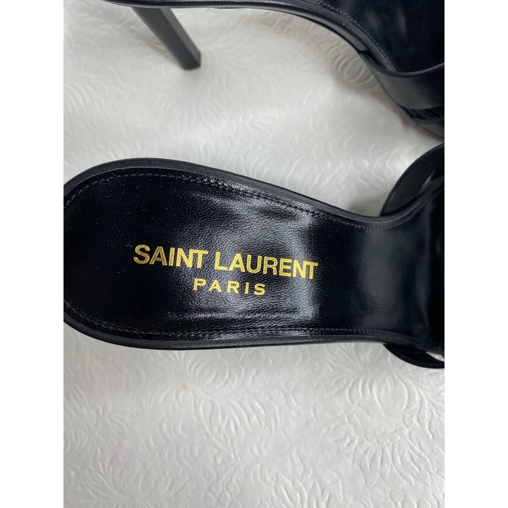 Saint Laurent Paris Tribute Woven Leather Heeled Mules Slides Heels - Picture 8 of 8